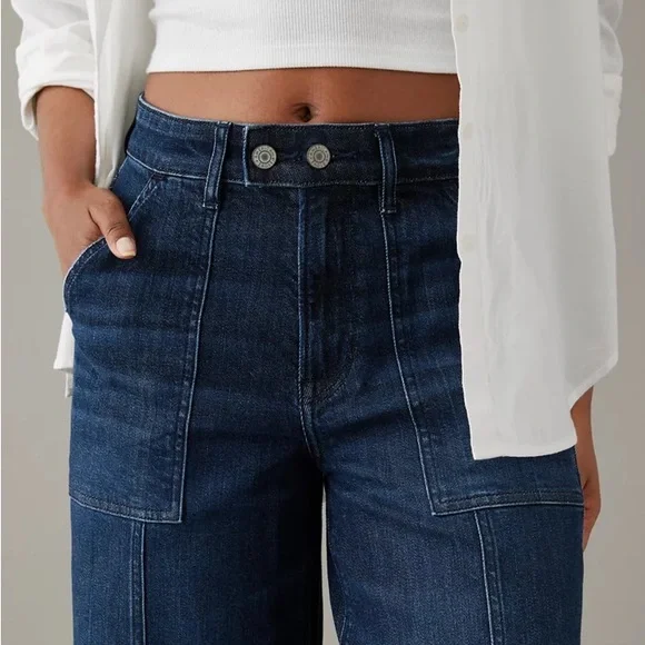 AE Dreamy Drape Stretch Super High-Waisted Baggy Wide-Leg Jean - Picture 3 of 15